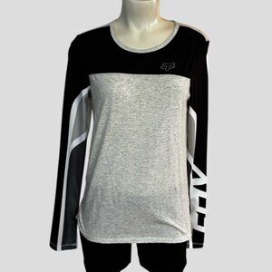 Fox Racing Shirt Women's Grey Black Long Sleeve Moto Jersey Size Small